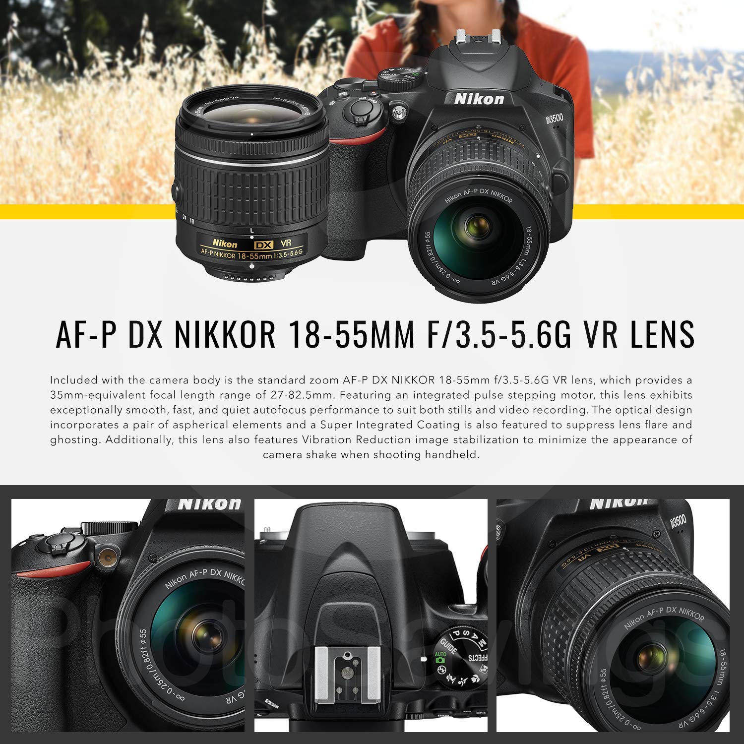 Amazon.com : Nikon D3500 DSLR Camera with AF-P DX NIKKOR 18-55mm f